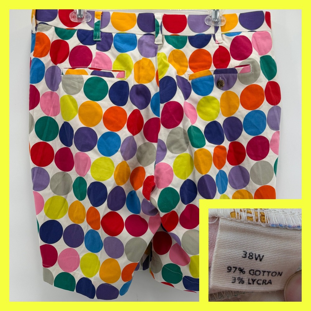 Loudmouth Golf‎ Shorts Mens 38 Colorful Polka Dot Multicolor Bold Golfing